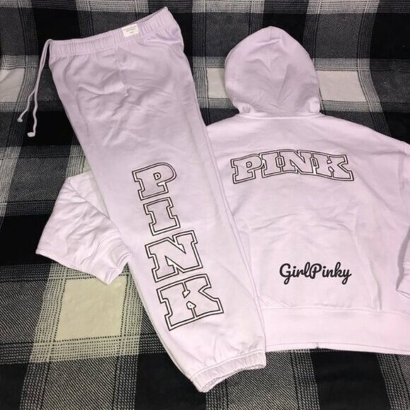 VS PINK CAMPUS SWEATPANTS OUTFIT WITH FULL ZIP LOGO HOODIE IN PURPLE - Picture 7 of 10